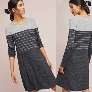 New NWT ANTHROPOLOGIE ELLA MARA Colorblock Heather Grey Sweater Dress SZ M
